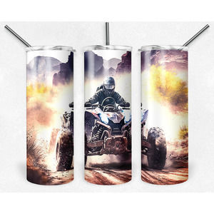 ATV 4 Wheeler QUAD Stainless Steel Custom 20oz Tumbler W/ Lid & Straw Drinkware